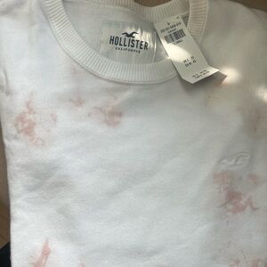 Hollister White and Pink Sweatshirt
